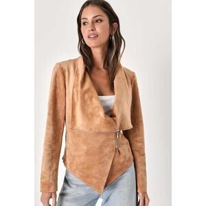 Lulus Wild at Heart Tan Vegan Suede Moto Jacket S NWT